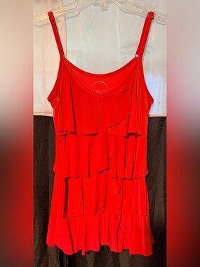Preloved INC International Concepts Red Ruffle Tiered Spaghetti Strap Top
